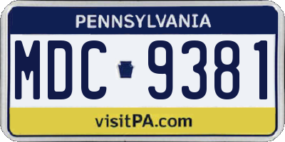 PA license plate MDC9381