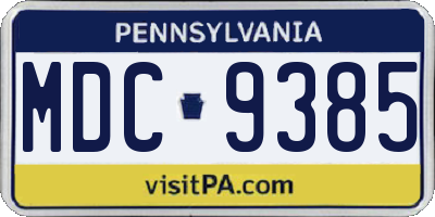 PA license plate MDC9385