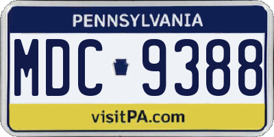 PA license plate MDC9388
