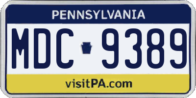 PA license plate MDC9389