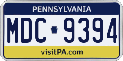 PA license plate MDC9394