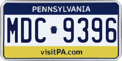PA license plate MDC9396