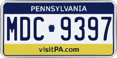 PA license plate MDC9397
