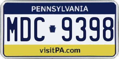 PA license plate MDC9398