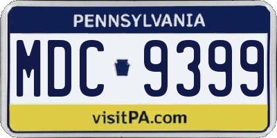 PA license plate MDC9399