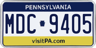 PA license plate MDC9405