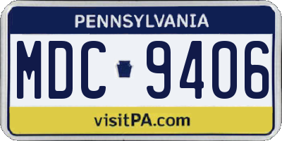 PA license plate MDC9406