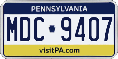 PA license plate MDC9407