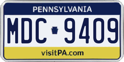 PA license plate MDC9409