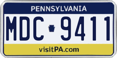 PA license plate MDC9411