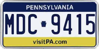 PA license plate MDC9415