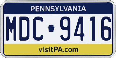 PA license plate MDC9416