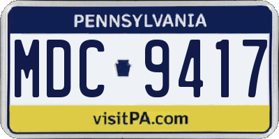PA license plate MDC9417