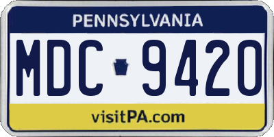PA license plate MDC9420