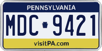 PA license plate MDC9421