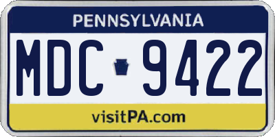 PA license plate MDC9422