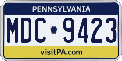 PA license plate MDC9423