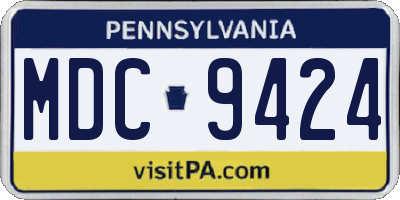 PA license plate MDC9424