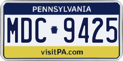 PA license plate MDC9425