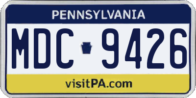 PA license plate MDC9426