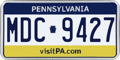 PA license plate MDC9427
