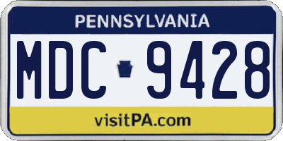 PA license plate MDC9428