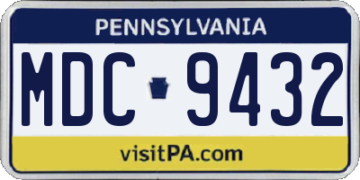 PA license plate MDC9432