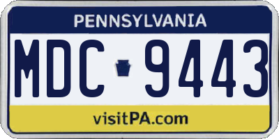 PA license plate MDC9443