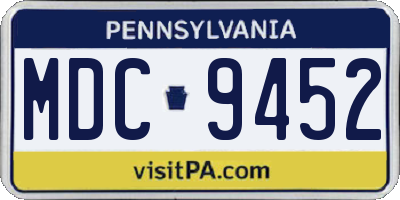 PA license plate MDC9452