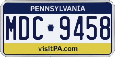 PA license plate MDC9458
