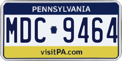PA license plate MDC9464