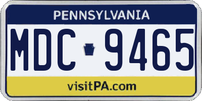 PA license plate MDC9465