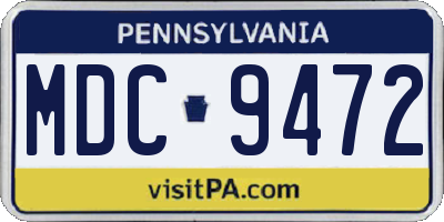 PA license plate MDC9472