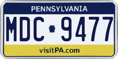 PA license plate MDC9477