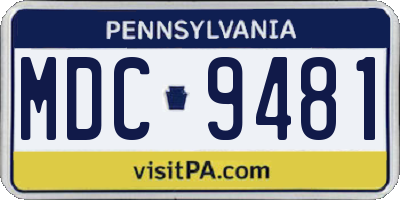 PA license plate MDC9481