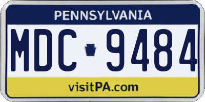 PA license plate MDC9484