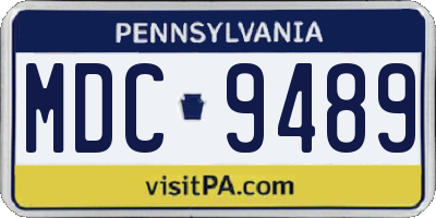 PA license plate MDC9489