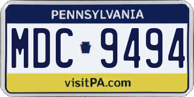 PA license plate MDC9494