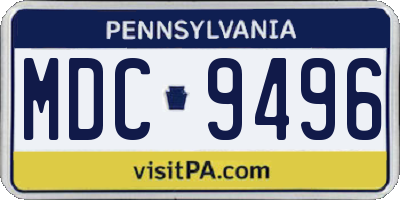 PA license plate MDC9496
