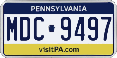 PA license plate MDC9497