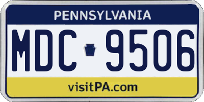 PA license plate MDC9506