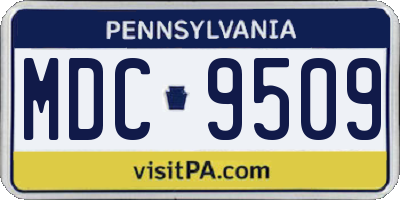 PA license plate MDC9509