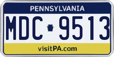 PA license plate MDC9513