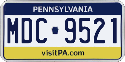 PA license plate MDC9521