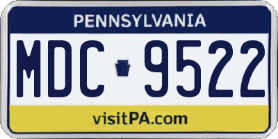 PA license plate MDC9522