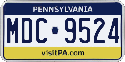 PA license plate MDC9524