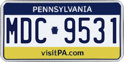 PA license plate MDC9531