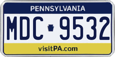 PA license plate MDC9532
