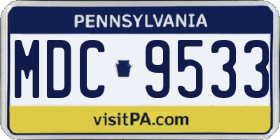 PA license plate MDC9533