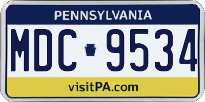 PA license plate MDC9534